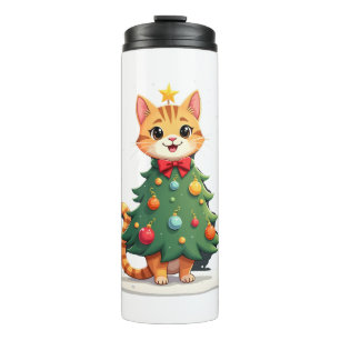 Ginger Cat Christmas Tree Cute Xmas Girls Kids Tod Thermal Tumbler