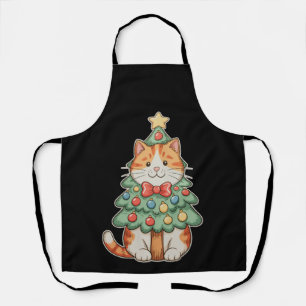 Ginger Cat Christmas Tree Star Ornaments Xmas Apron
