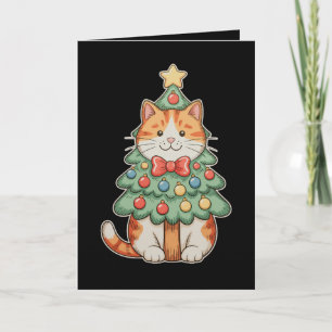 Ginger Cat Christmas Tree Star Ornaments Xmas Card