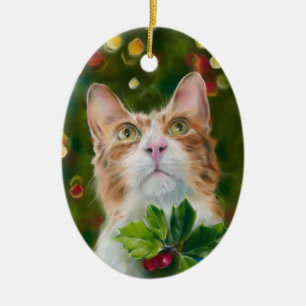 Ginger Cat Christmas Wonder Ceramic Ornament