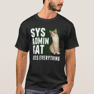 Ginger Cat Computer Laptop Sysadmin Kitty T-Shirt