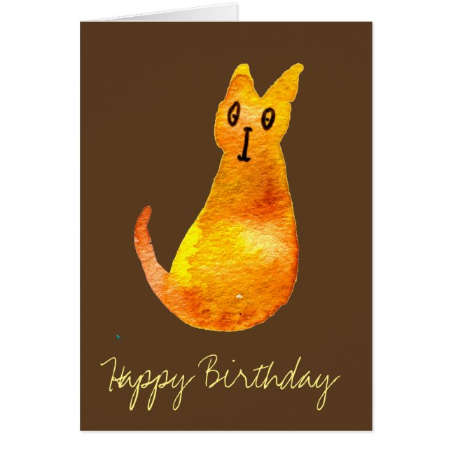 Ginger cat cute watercolor illustration art (Front)