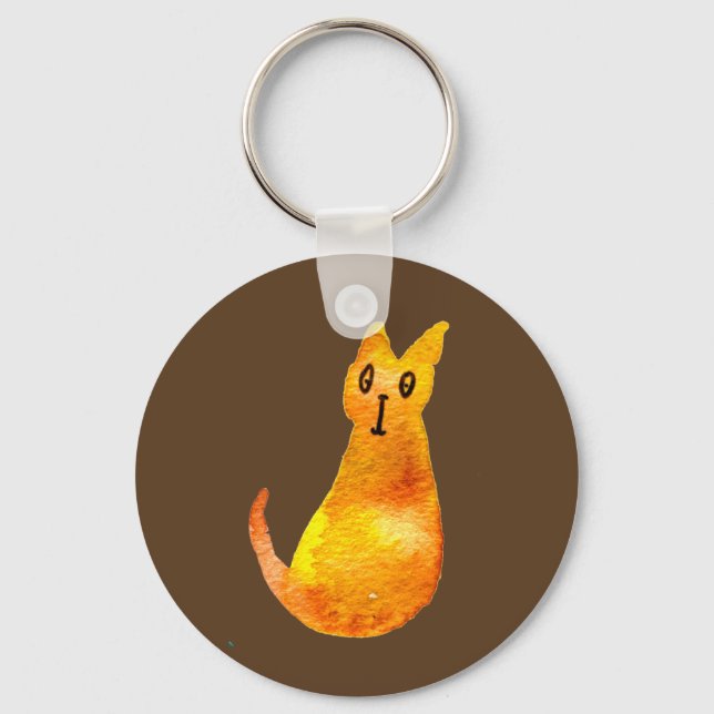Ginger cat cute watercolor illustration art keychain (Front)