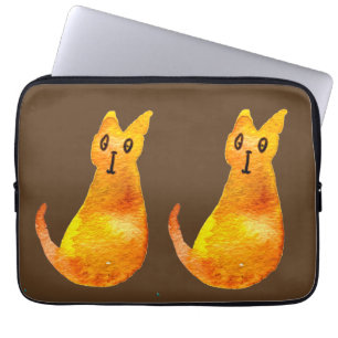 Ginger cat cute watercolor illustration art laptop sleeve