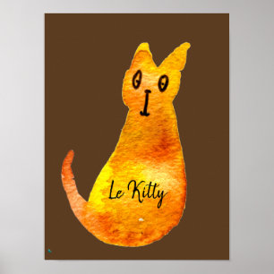 Ginger cat cute watercolor illustration art poster