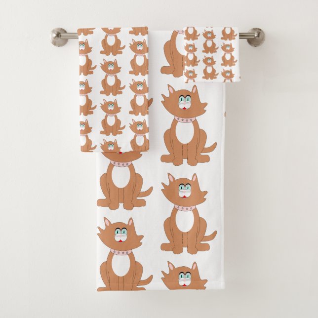 Ginger Cat Design Bath Towel Set (Insitu)
