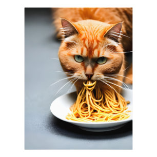 Ginger Cat Eating Spaghetti Photo Print
