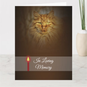 Ginger cat face photo red candle    Personalize Card