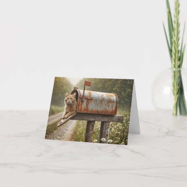 Ginger Cat In a Mailbox Card (Front)