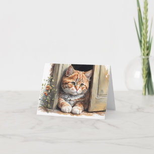  Ginger Cat In Doorway Blank Note Note Card