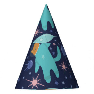 Ginger cat in space galaxy adventure party hat