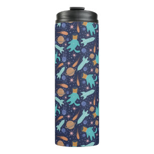 Ginger cat in space galaxy adventure thermal tumbler
