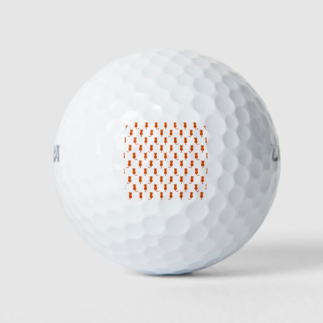 Ginger Cat Isolated on White Polka Dot Pattern Golf Balls (Front)