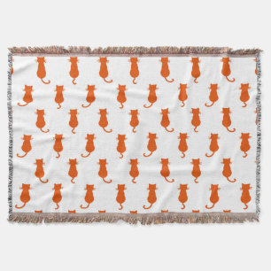 Ginger Cat Isolated on White Polka Dot Pattern Throw Blanket