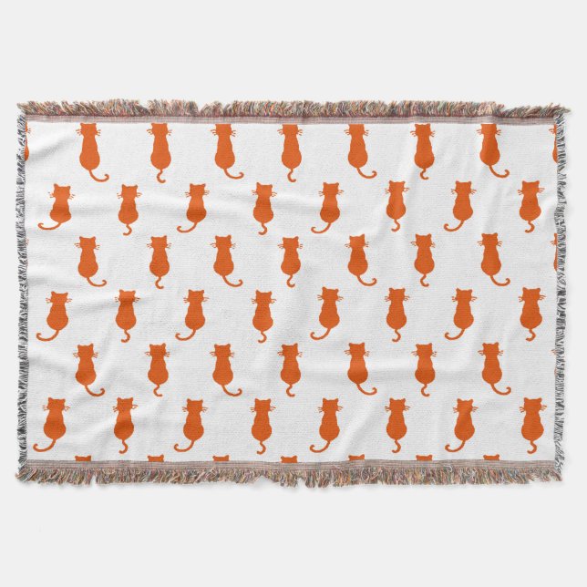 Ginger Cat Isolated on White Polka Dot Pattern Throw Blanket (Front)