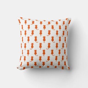 Ginger Cat Isolated on White Polka Dot Pattern Throw Pillow