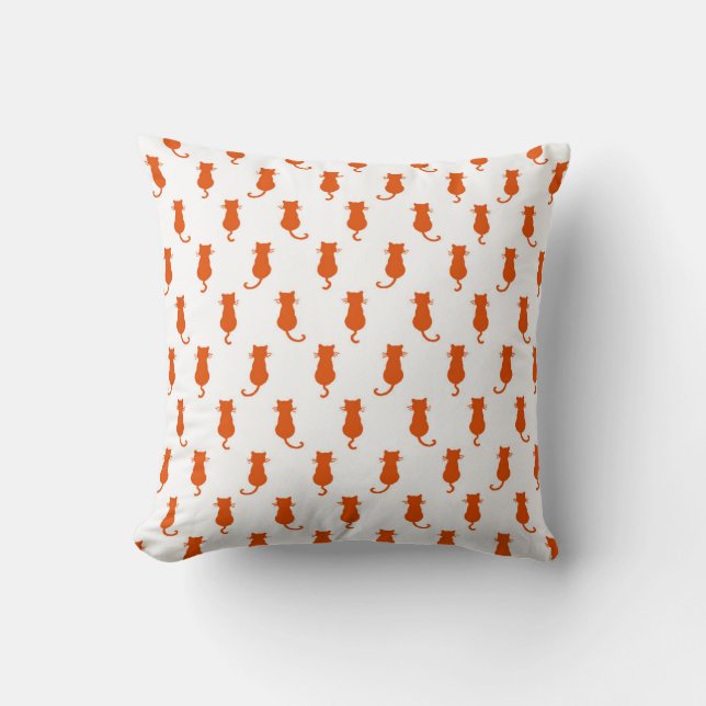 Ginger Cat Isolated on White Polka Dot Pattern Throw Pillow (Front)
