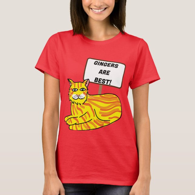 Ginger cat redhead fun gingers auburn orange T-Shirt (Front)