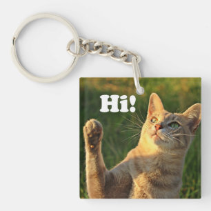 Ginger Cat Saying Hi! Keychain