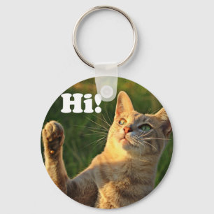 Ginger Cat Saying Hi! Keychain
