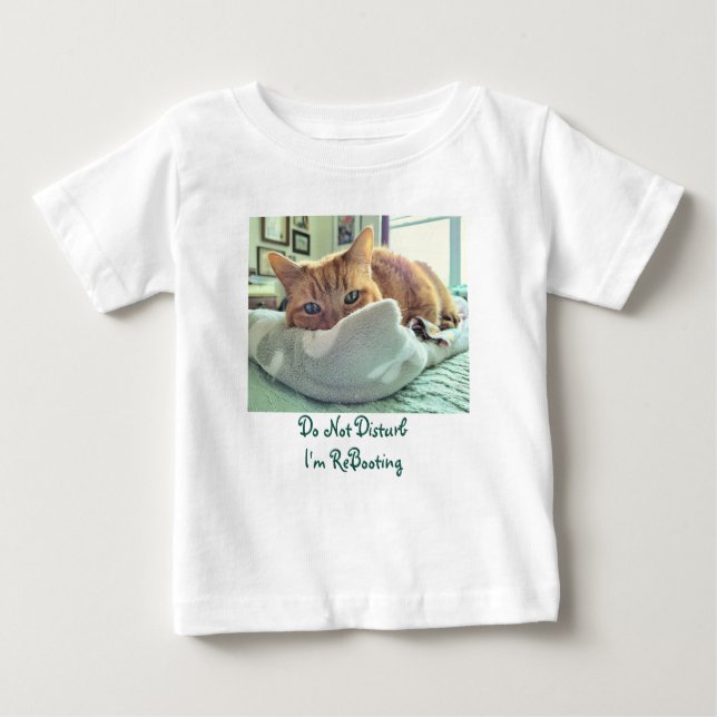 Ginger Cat Says Do Not Disturb Baby T-Shirt (Front)