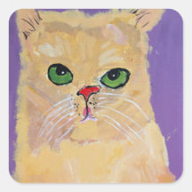 Ginger Cat Square Stickers