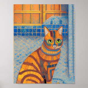 Ginger cat striped moroccan mosaic kitty voices poster