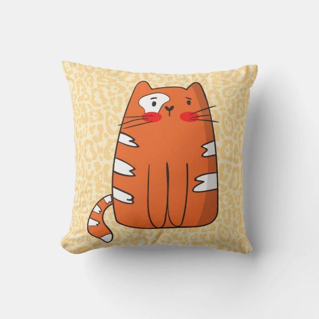 Ginger Cat Throw Pillow (Front)