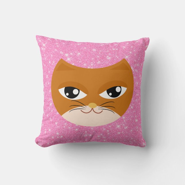 Ginger Cat Throw Pillow (Front)