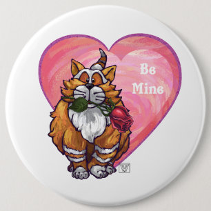 Ginger Cat Valentine's Day 6 Inch Round Button