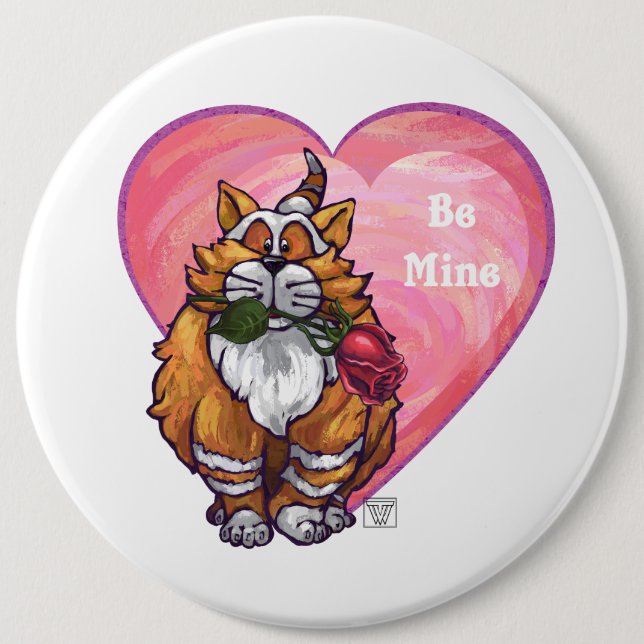 Ginger Cat Valentine's Day 6 Inch Round Button (Front)
