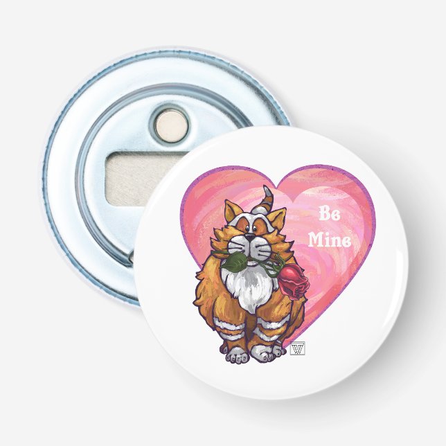 Ginger Cat Valentine's Day Bottle Opener (Front)