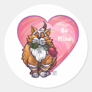 Ginger Cat Valentine's Day Classic Round Sticker