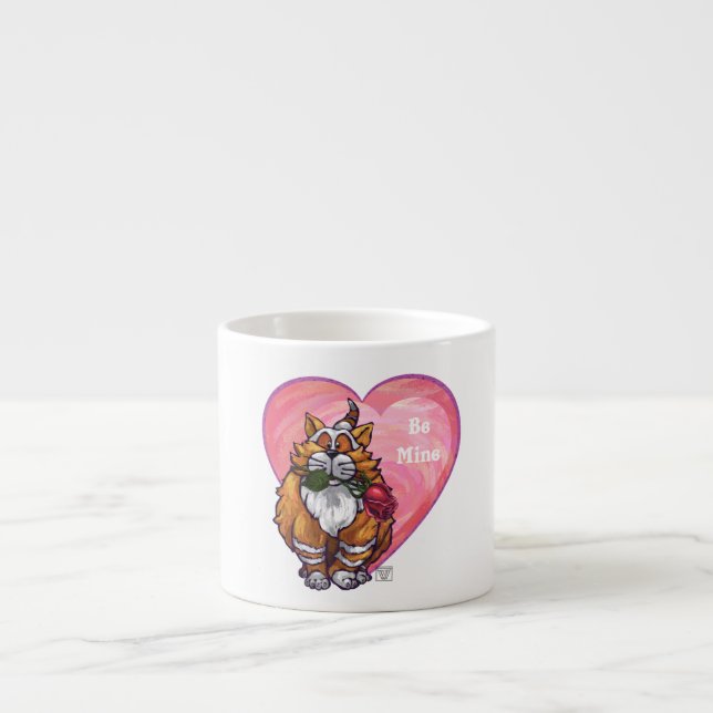 Ginger Cat Valentine's Day Espresso Cup (Front)