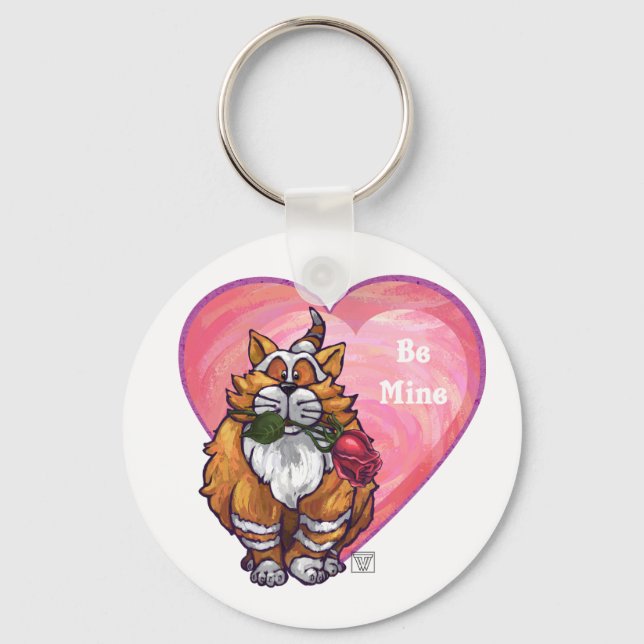 Ginger Cat Valentine's Day Keychain (Front)