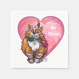 Ginger Cat Valentine's Day Napkin
