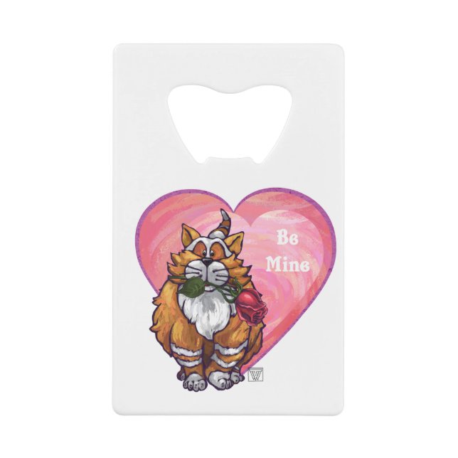 Ginger Cat Valentine's Day Wallet Bottle Opener (Front)