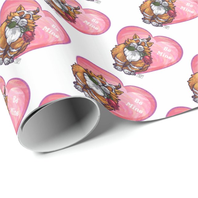 Ginger Cat Valentine's Day Wrapping Paper (Roll Corner)