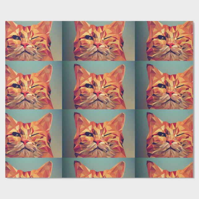 GINGER CAT WINKING ART WRAPPING PAPER (Flat)