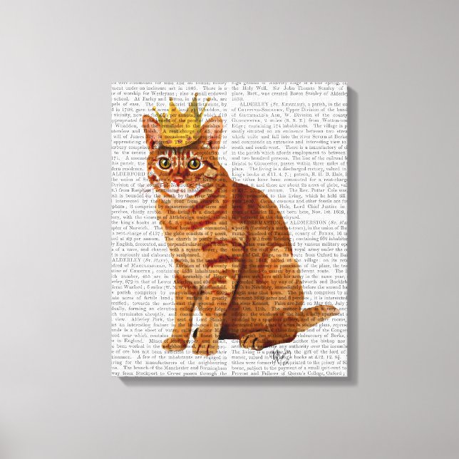 Ginger Cat with Crown Full Canvas Print (Front)