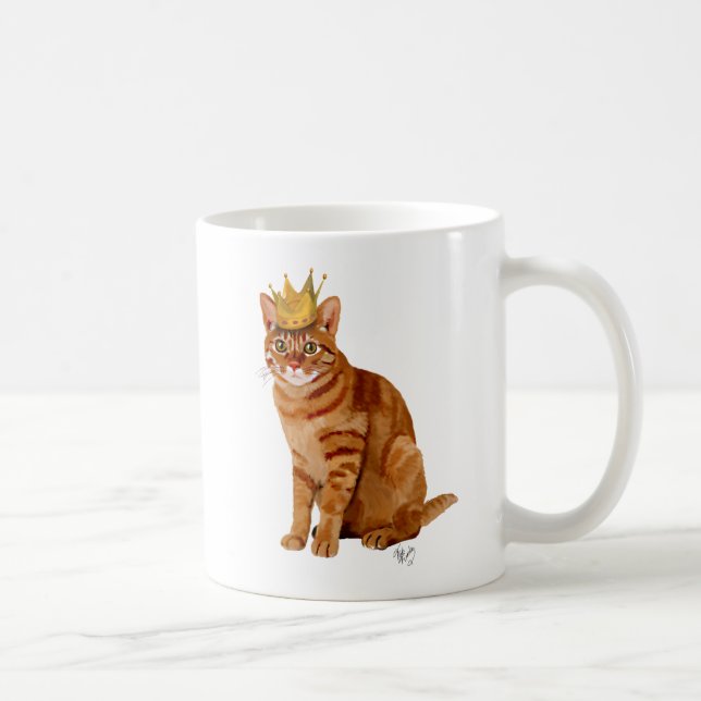 Ginger Cat with Crown Full Coffee Mug (Right)