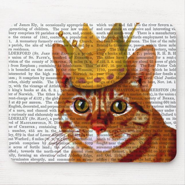 Ginger Cat with Crown Portrai Mouse Pad (Front)