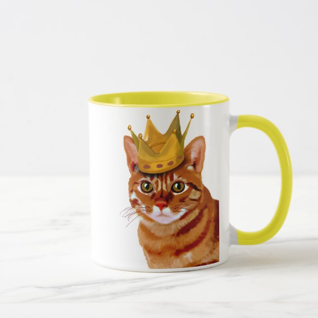 Ginger Cat with Crown Portrai Mug (Right)