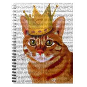 Ginger Cat with Crown Portrai Notebook
