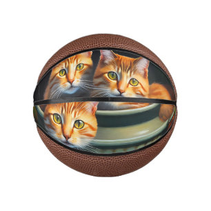 Ginger Cats In A Plant Holder Mini Basketball