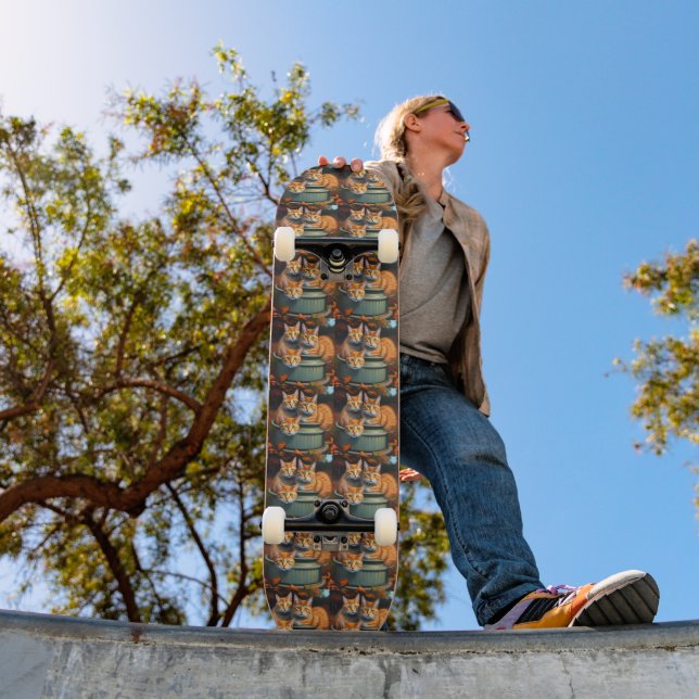 Ginger Cats In A Plant Holder, Skateboard (Outdoor 1)