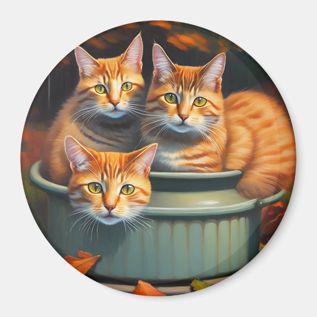 Ginger Cats Pot Plants, Fridge Magnet (Front)