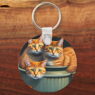 Ginger Cats Pot Plants, Keyring