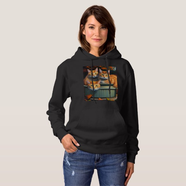 Ginger Cats Pot Plants,  Ladies Hoodie (Front Full)