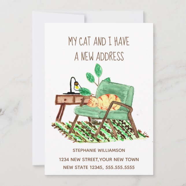 Ginger Chat Changement d'adresse Faire-part de dém (Devant)